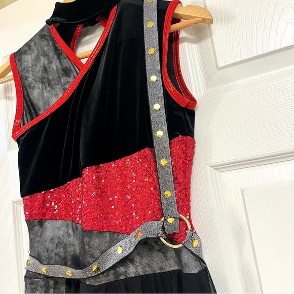 AWISH COME TRUE AWCT Performance Sequin Dramatic Color Guard Dress Dance Size S - Picture 4 of 14